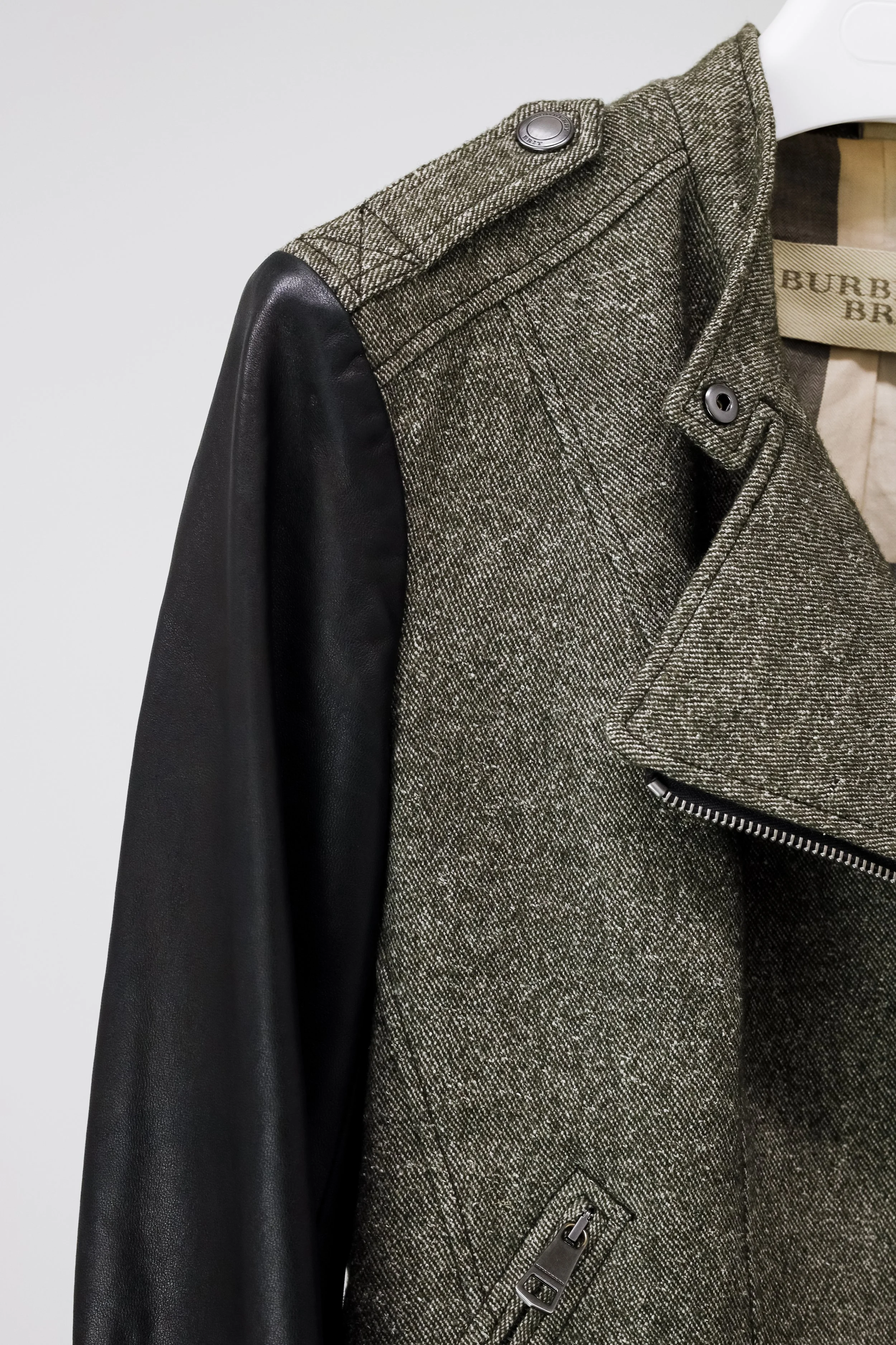 Burberry Brit Wool and Leather Biker Jacket BLOGGER ARMOIRE